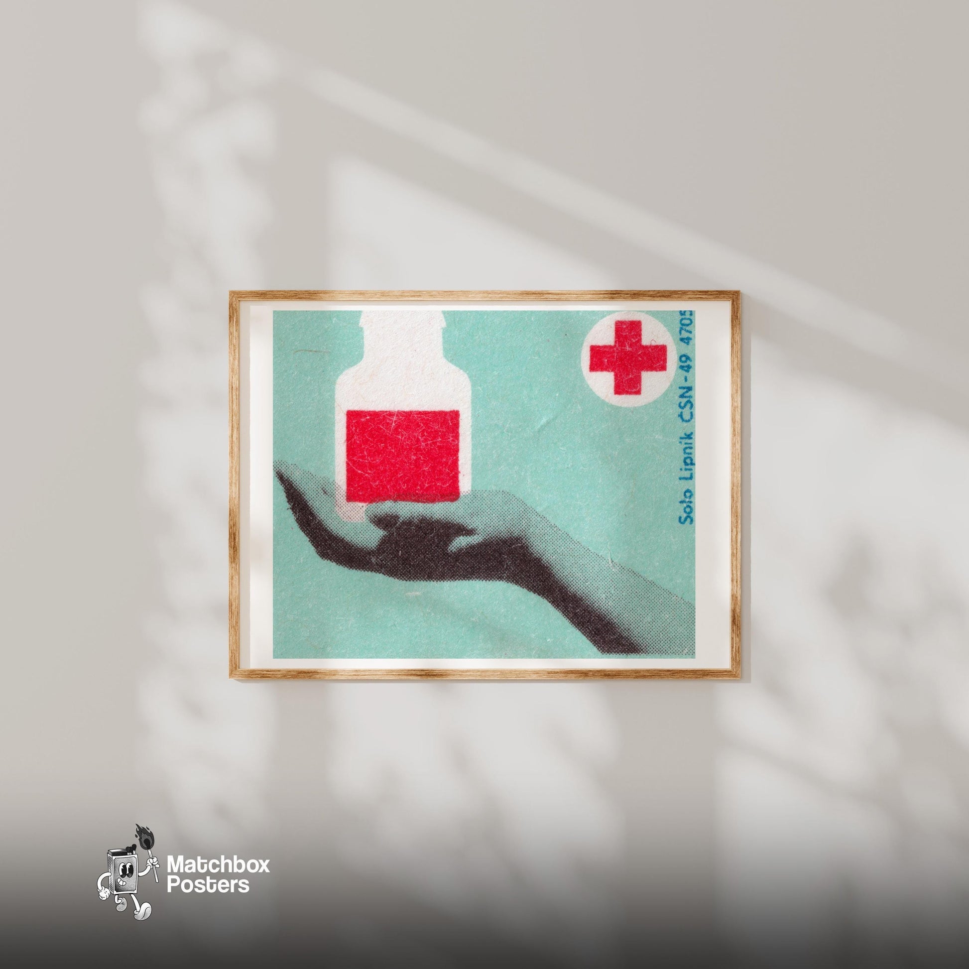 Vial of Blood - vintage matchbox label print - bedroom mockup