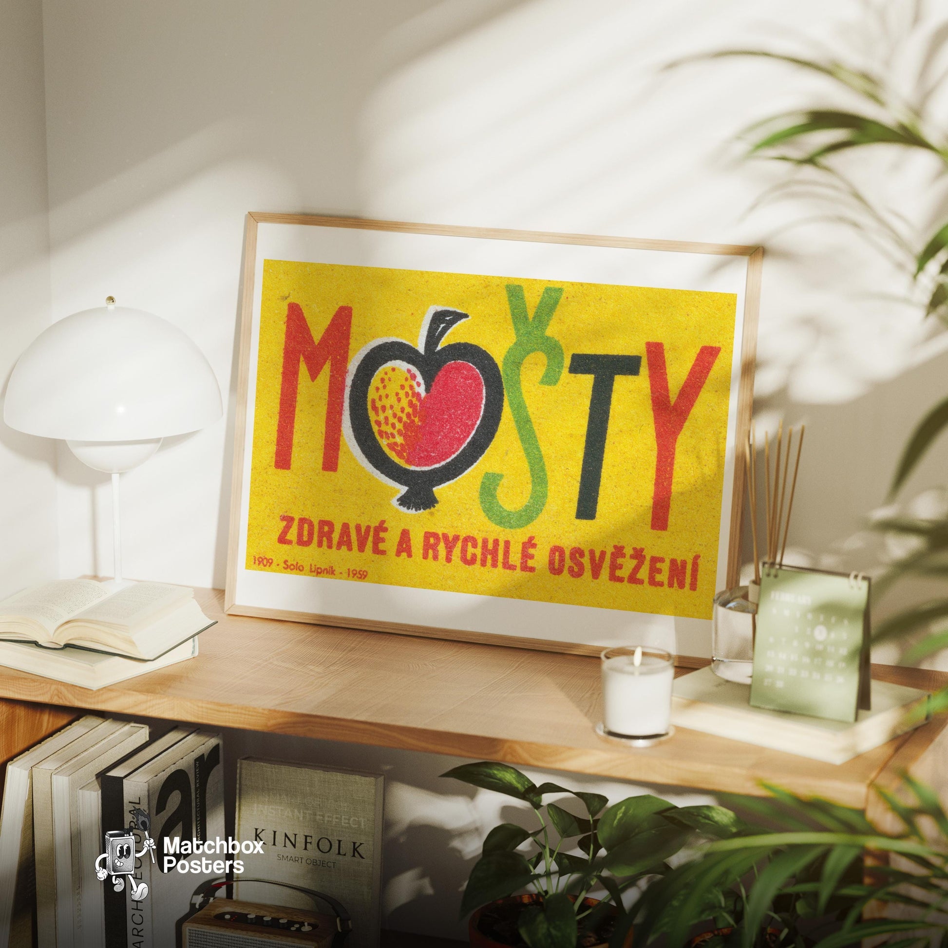 Apple - vintage matchbox label print - office wall