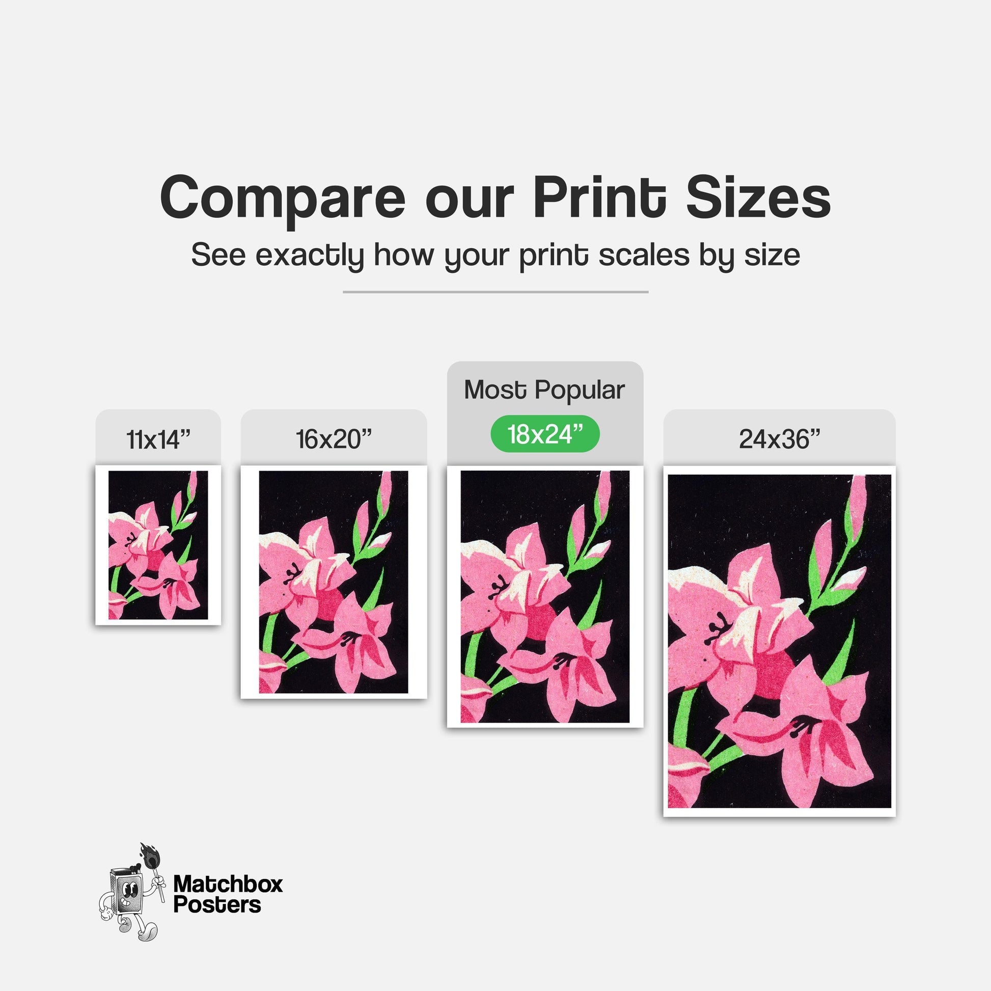 Pink Flower - vintage matchbox label print - gallery wall preview
