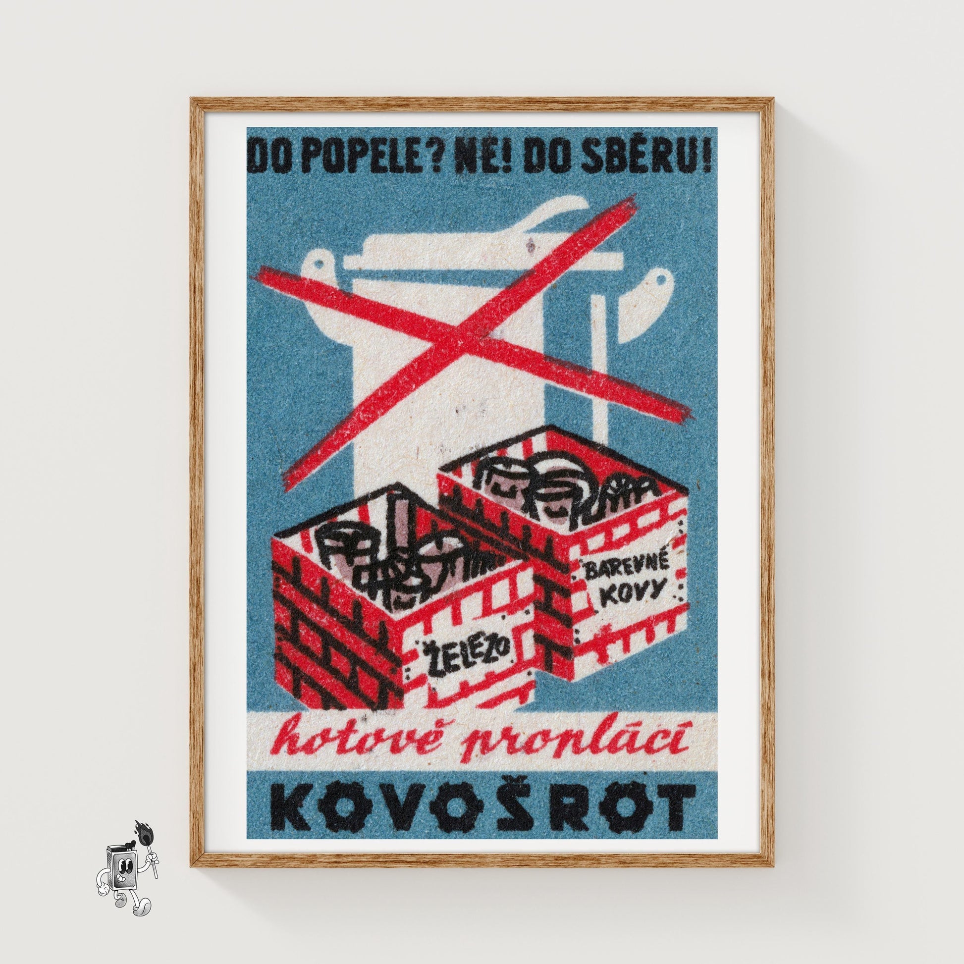 No Metal in Trash - vintage matchbox label print