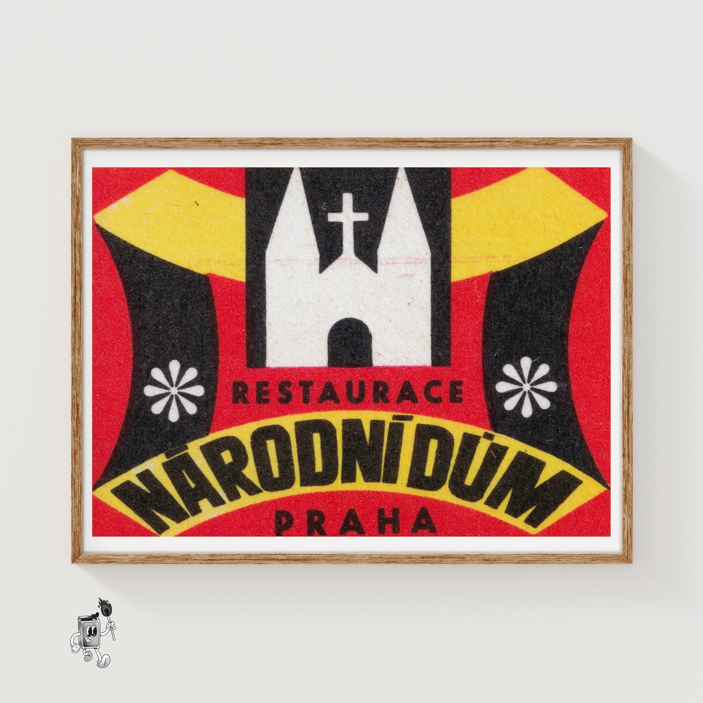 White Church Restaurant Prague - vintage matchbox label print