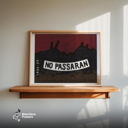 They Will Not Pass - vintage matchbox label print - size comparison