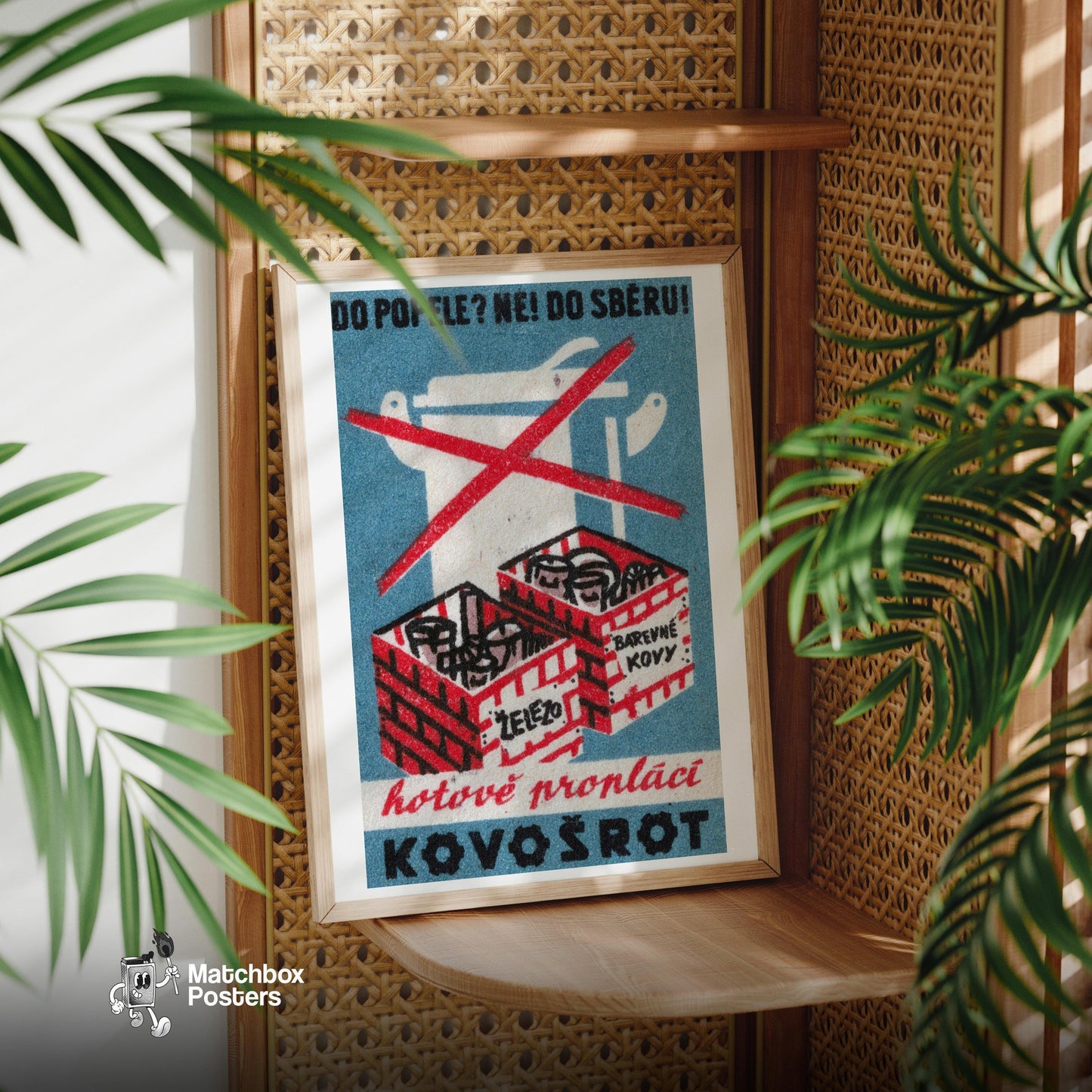No Metal in Trash - vintage matchbox label print - office wall