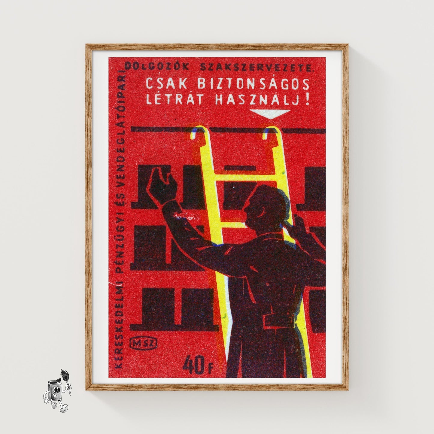 Only Use A Safe Lader - vintage matchbox label print