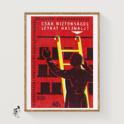 Only Use A Safe Lader - vintage matchbox label print
