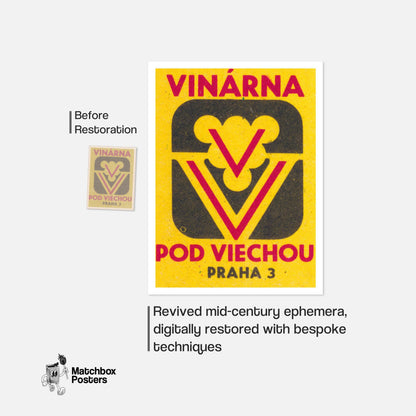 Wine Cellar - vintage matchbox label print - framed wall art preview