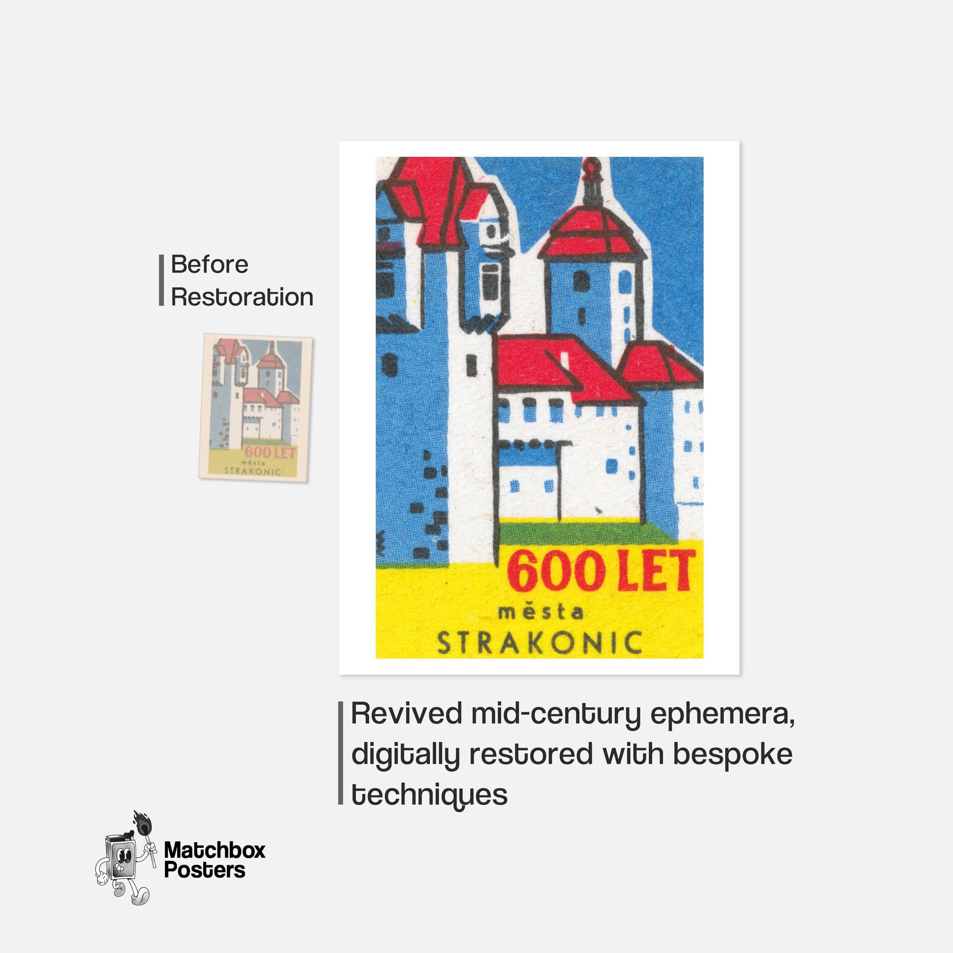 Red Roof Castle - vintage matchbox label print - framed wall art preview