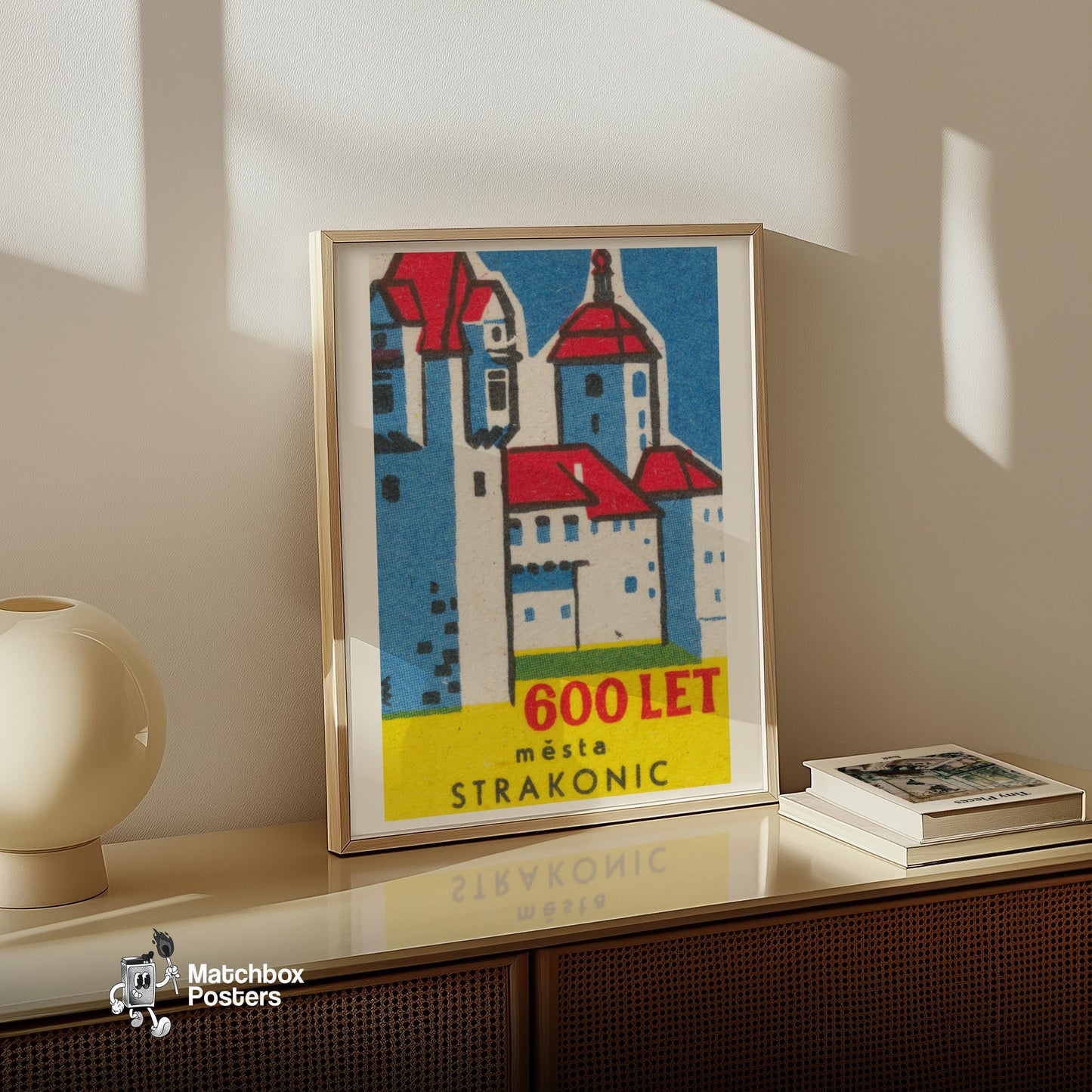 Red Roof Castle - vintage matchbox label print - size comparison