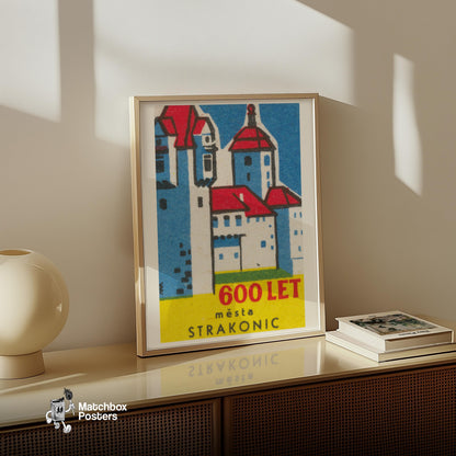 Red Roof Castle - vintage matchbox label print - size comparison