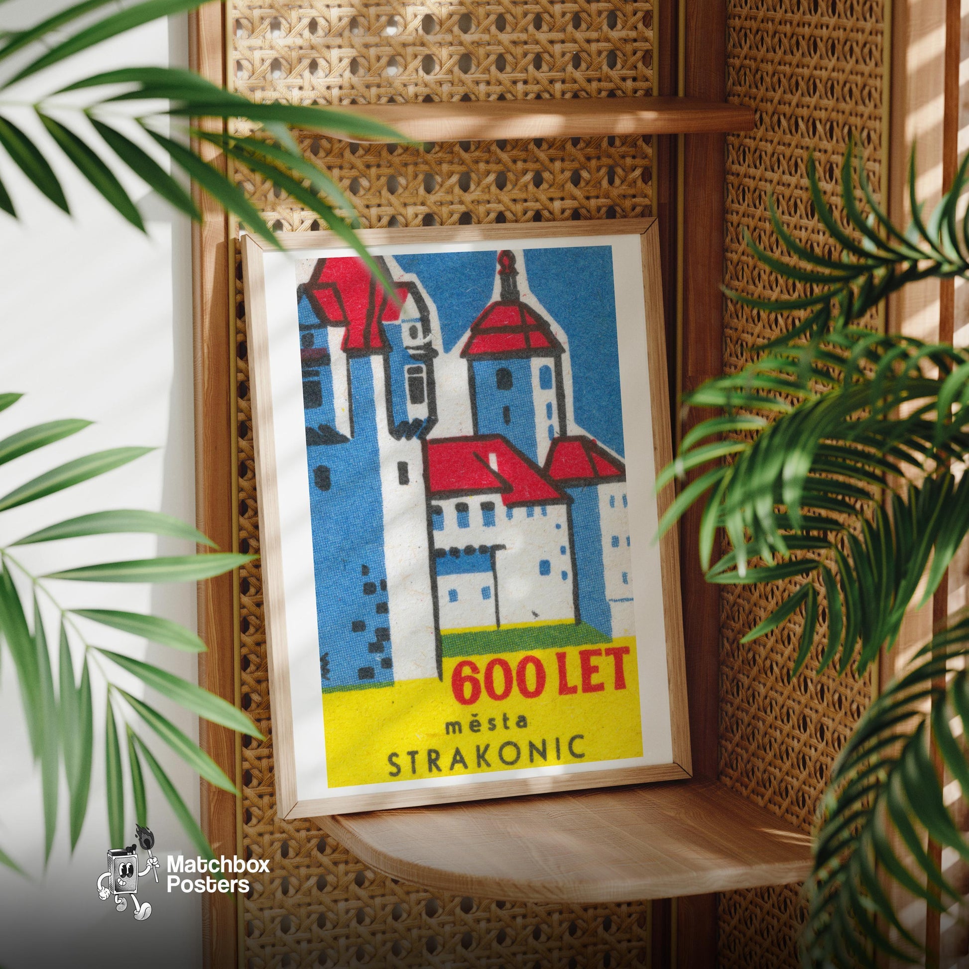 Red Roof Castle - vintage matchbox label print - office wall