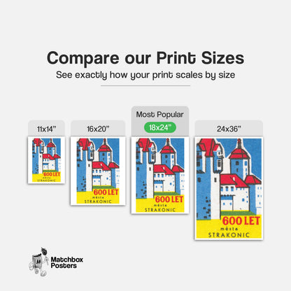 Red Roof Castle - vintage matchbox label print - gallery wall preview