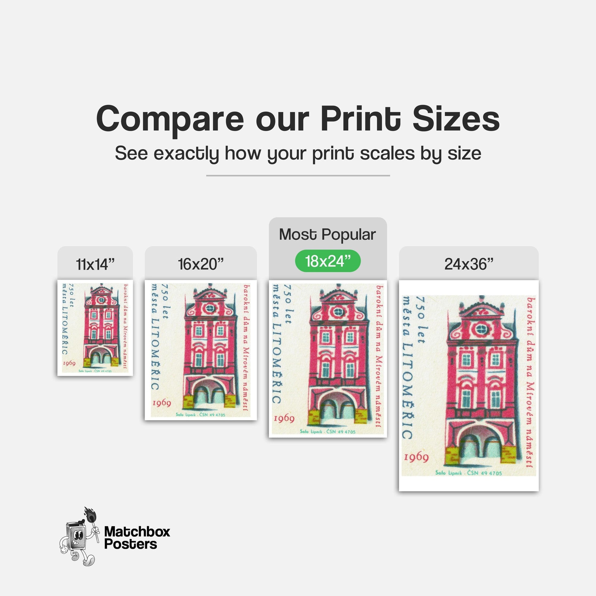 Tall Red House - vintage matchbox label print - gallery wall preview