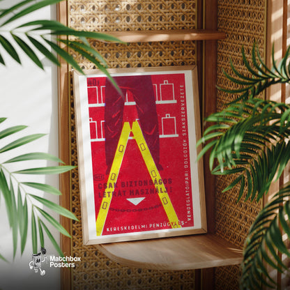 Ladder Safety - vintage matchbox label print - office wall