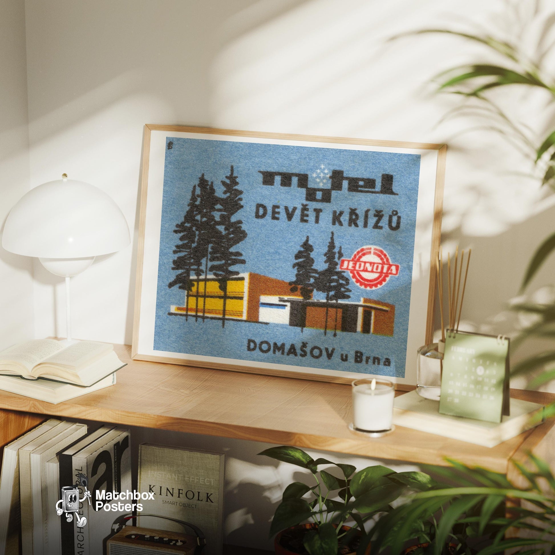Modern Forest Motel - vintage matchbox label print - office wall