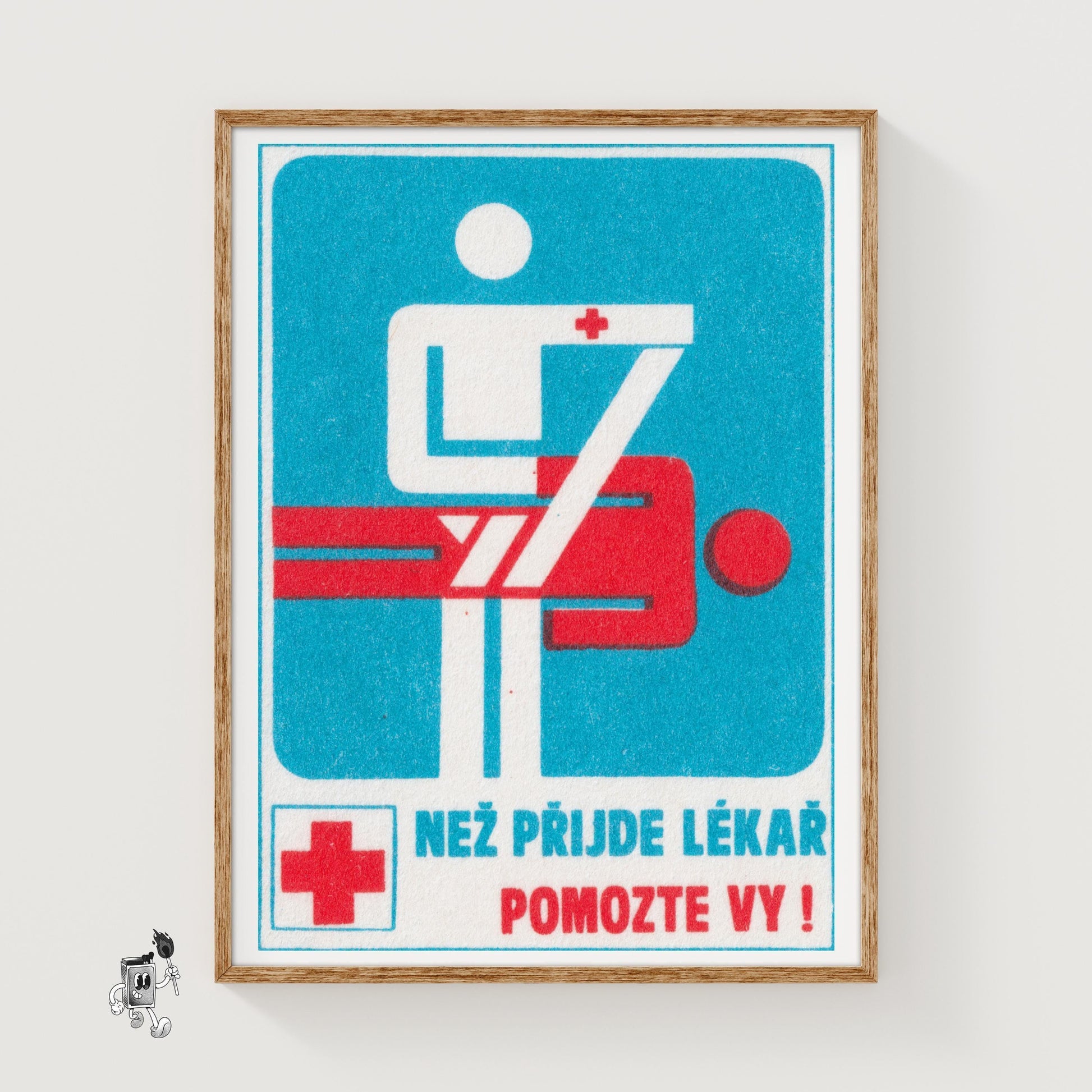 First Aid - vintage matchbox label print