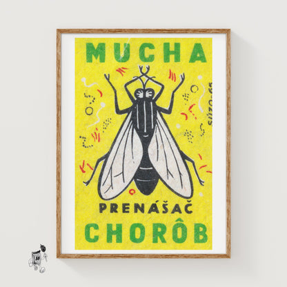 Fly - vintage matchbox label print