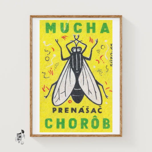 Fly - vintage matchbox label print