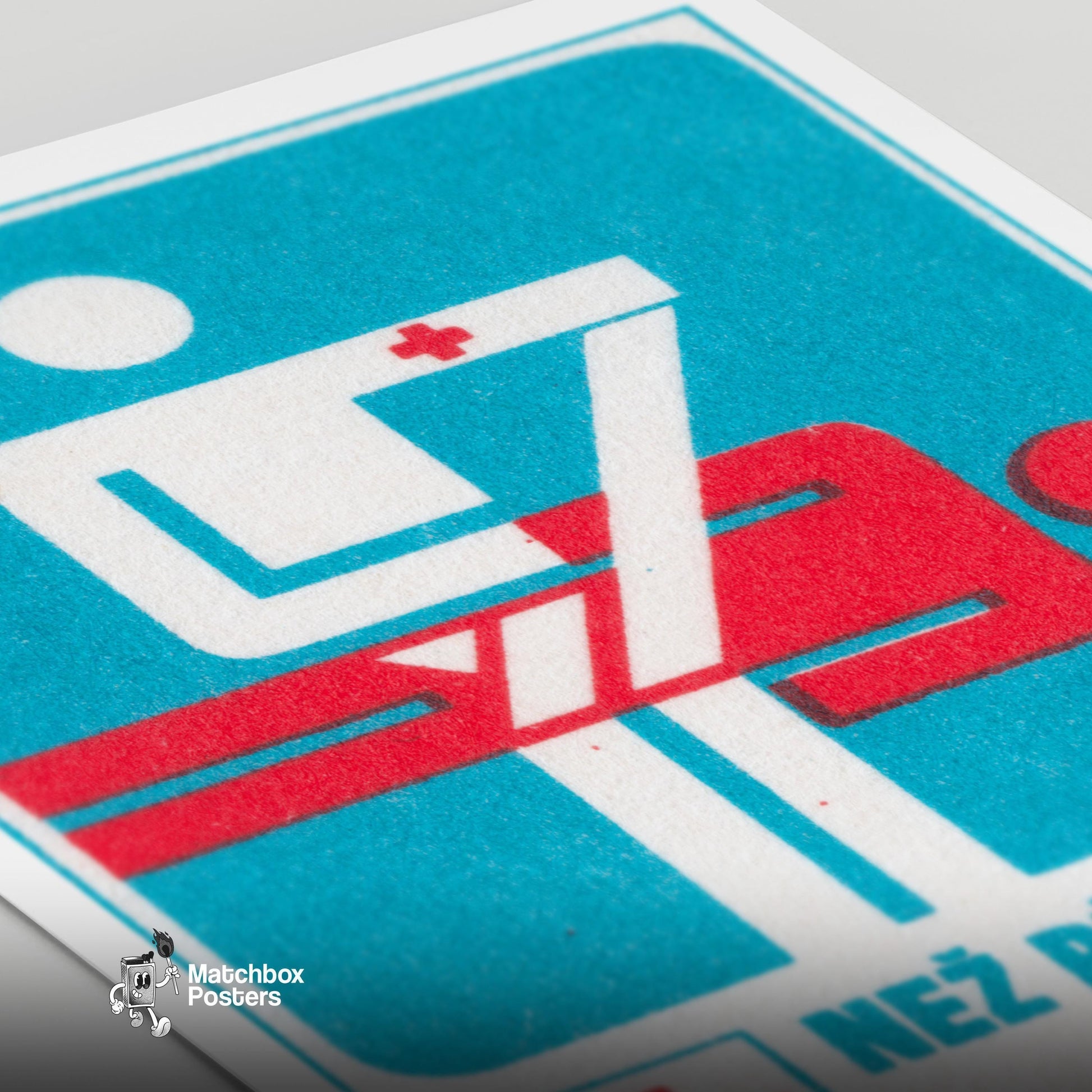 First Aid - vintage matchbox label print - close-up detail