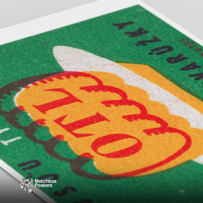 Yellow Cheese - vintage matchbox label print - close-up detail