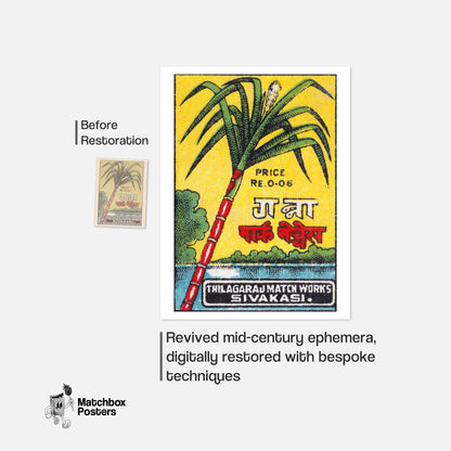Sugarcane - vintage matchbox label print - framed wall art preview
