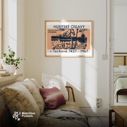 Lakeside - vintage matchbox label print - living room mockup