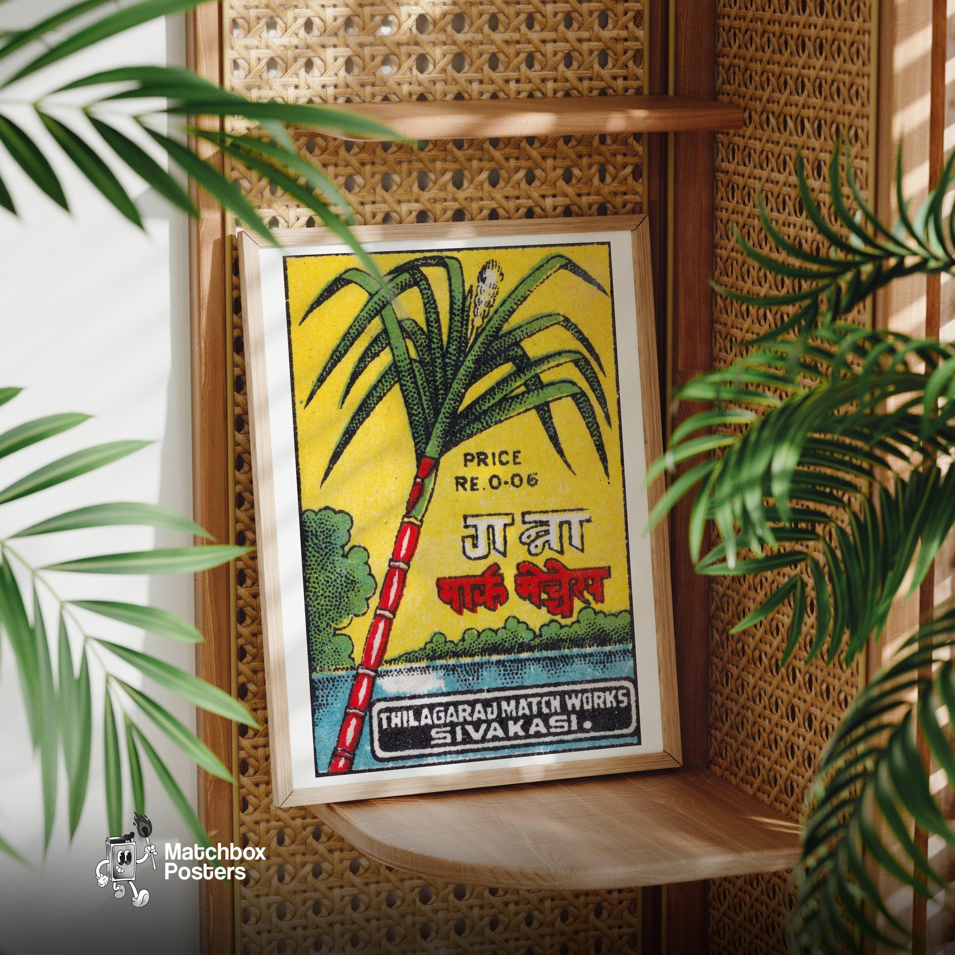 Sugarcane - vintage matchbox label print - office wall