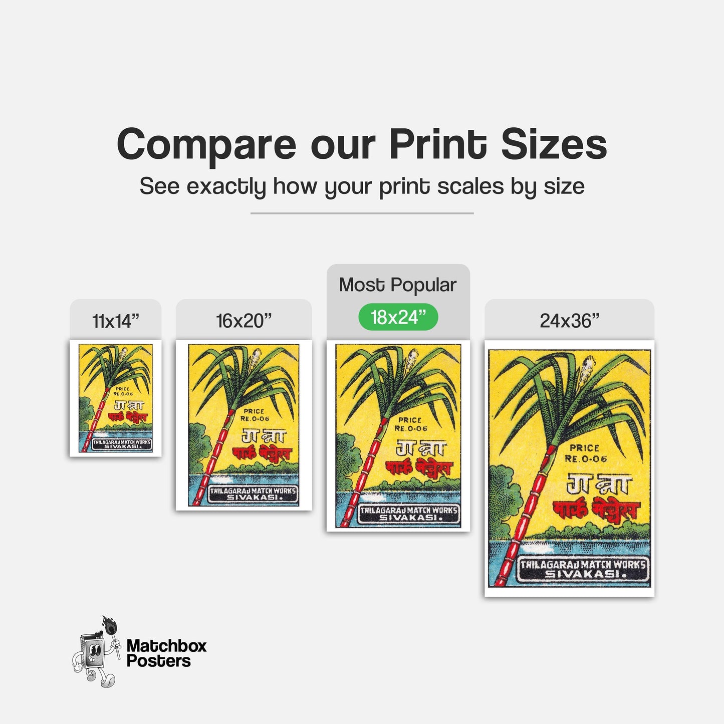 Sugarcane - vintage matchbox label print - gallery wall preview