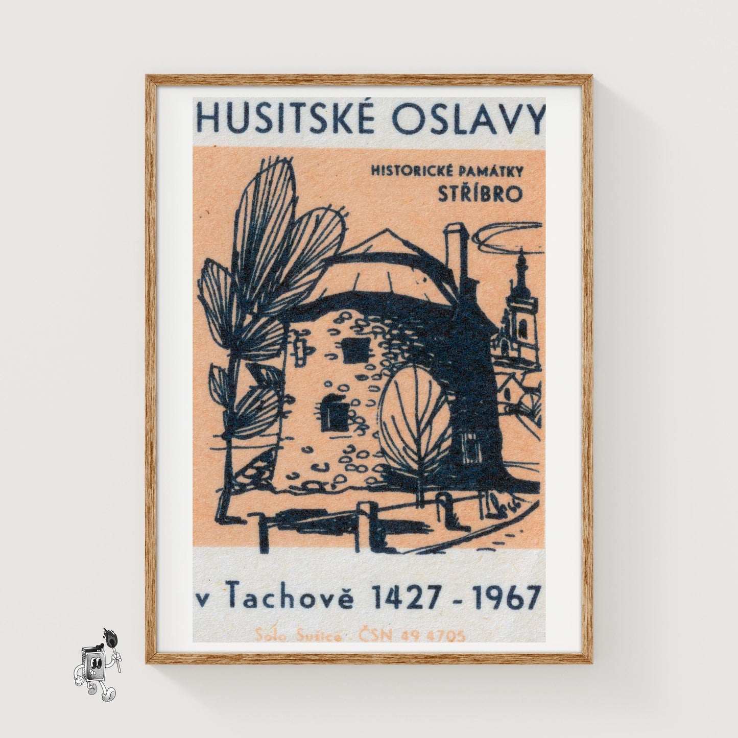 Historical Building - vintage matchbox label print