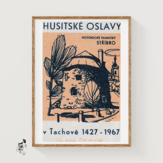 Historical Building - vintage matchbox label print