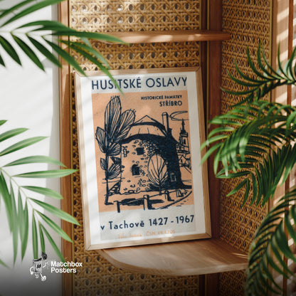 Historical Building - vintage matchbox label print - office wall