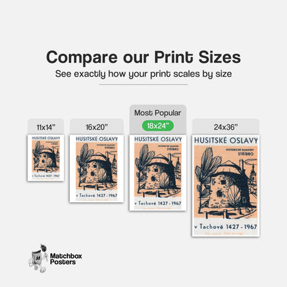 Historical Building - vintage matchbox label print - gallery wall preview