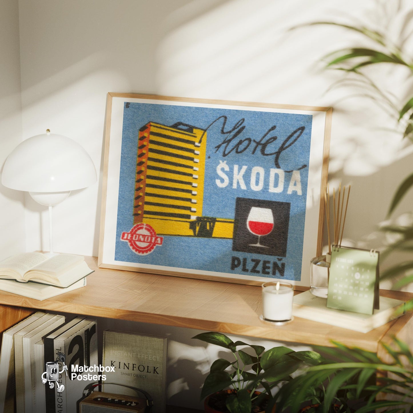 Yellow Hotel Building - vintage matchbox label print - office wall
