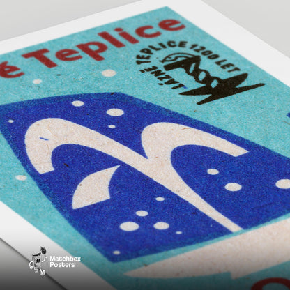 Stylized Fountain - vintage matchbox label print - close-up detail