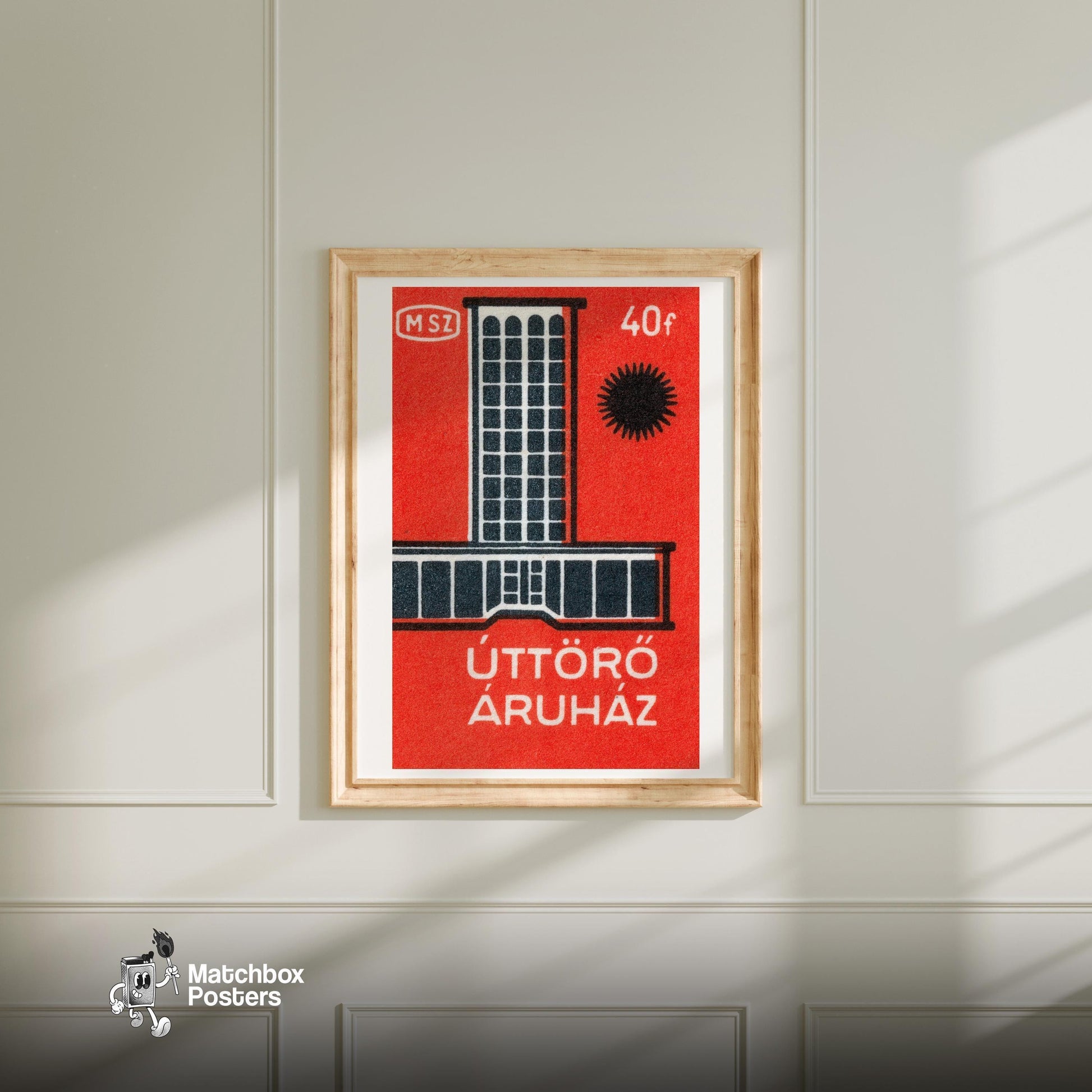 Modern Department Store - vintage matchbox label print - bedroom mockup