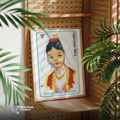 Herzegovinian Girl - vintage matchbox label print - office wall