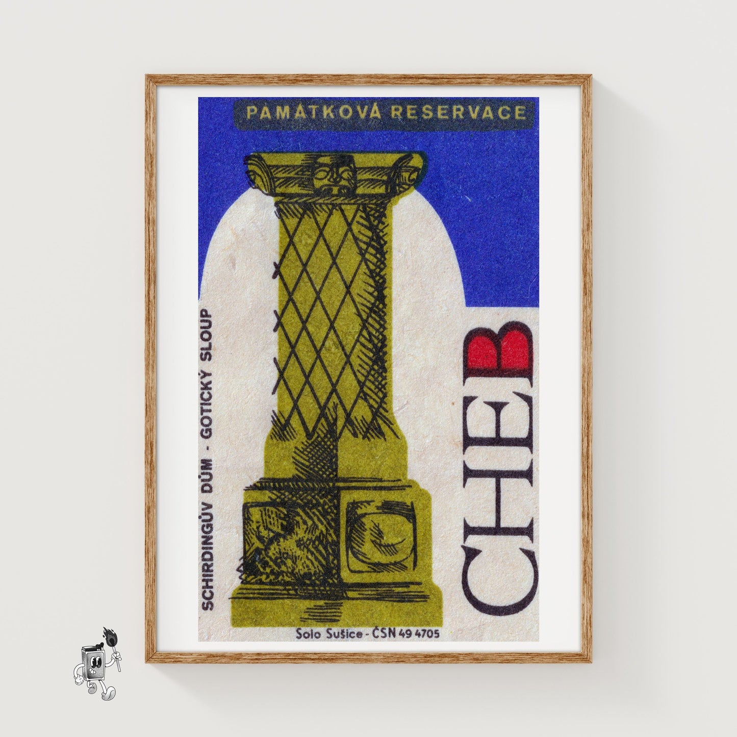 Green Column - vintage matchbox label print
