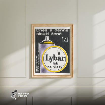 Hair Spray Can - vintage matchbox label print - bedroom mockup