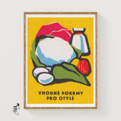 Balanced Diet - vintage matchbox label print