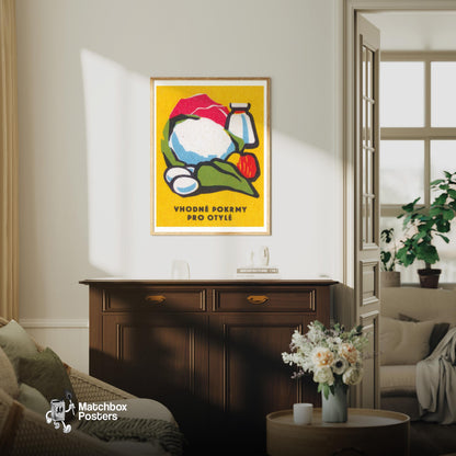 Balanced Diet - vintage matchbox label print - living room mockup