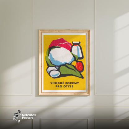 Balanced Diet - vintage matchbox label print - bedroom mockup