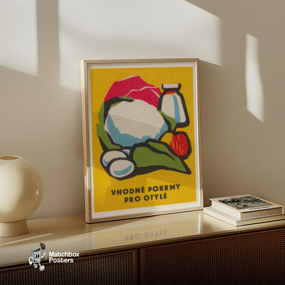 Balanced Diet - vintage matchbox label print - size comparison