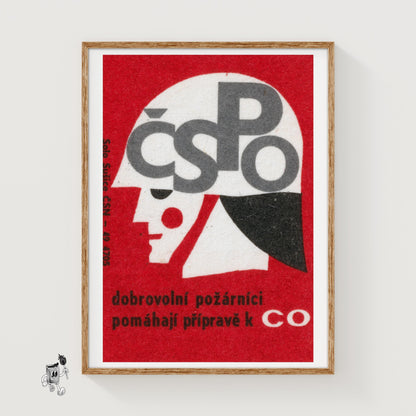 Stylized Profile Of A Person - vintage matchbox label print