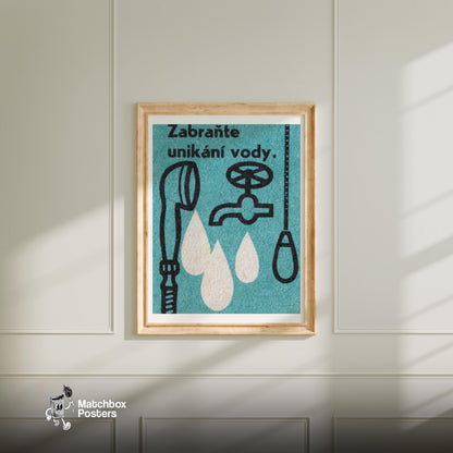 Faucet and Hose - vintage matchbox label print - bedroom mockup