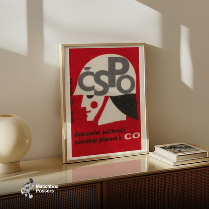 Stylized Profile Of A Person - vintage matchbox label print - size comparison