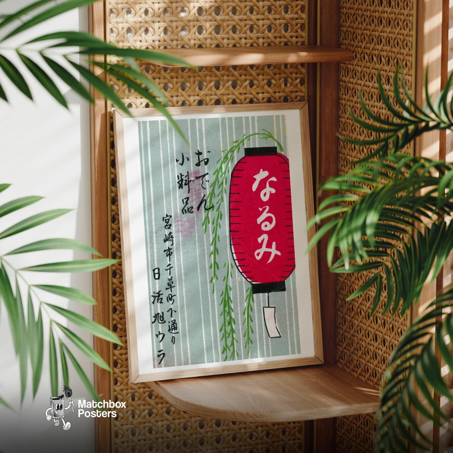 Red Lantern - vintage matchbox label print - office wall