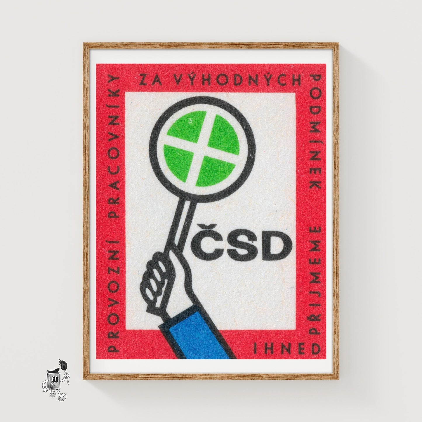 Train SIgnal Worker - vintage matchbox label print