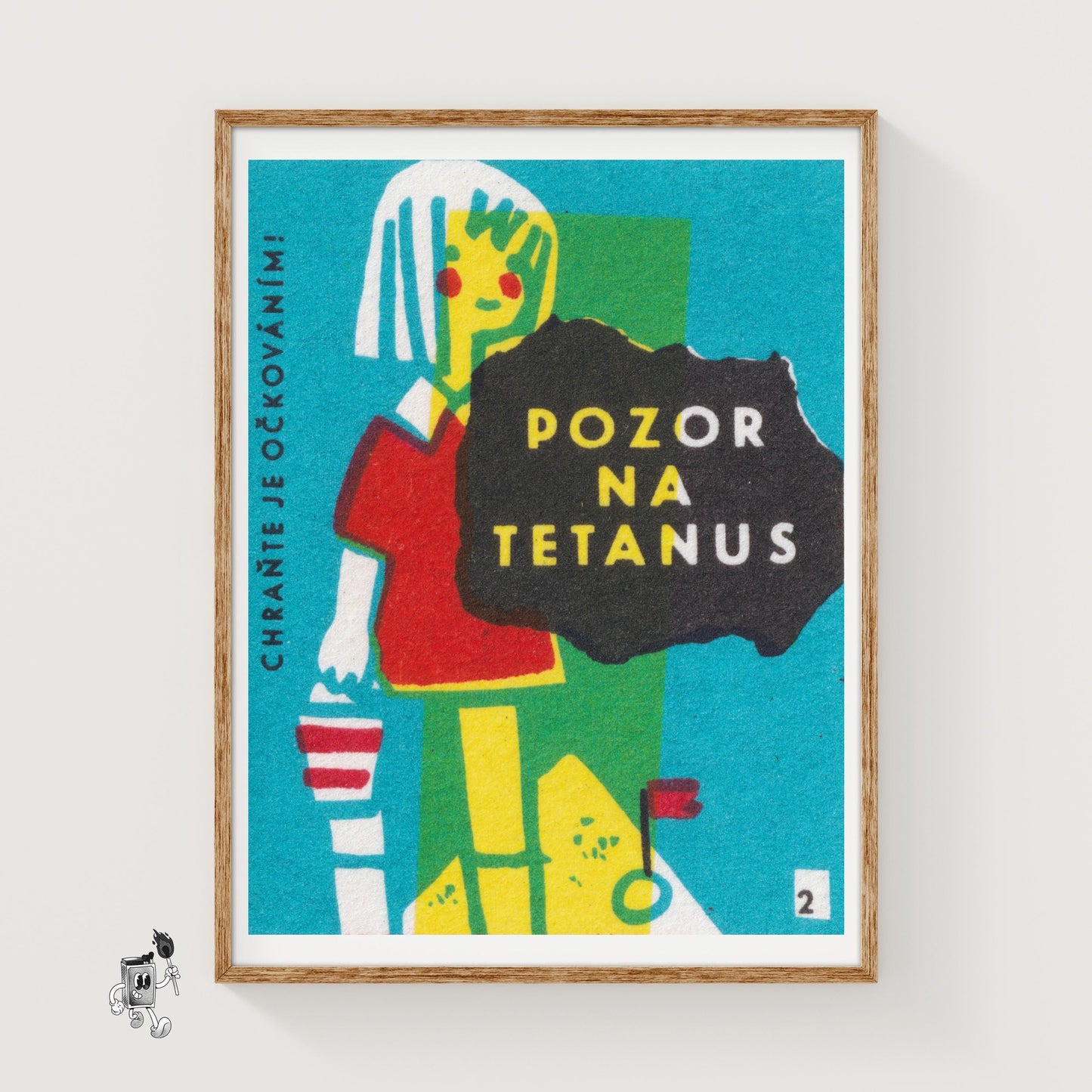 Beware of Tetanus - vintage matchbox label print