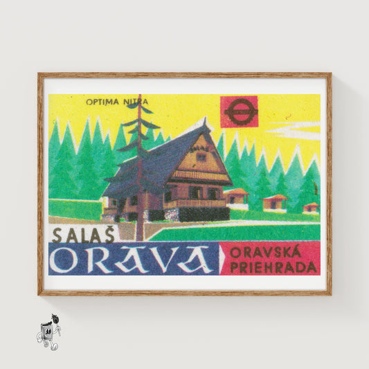 Forest Chalet - vintage matchbox label print