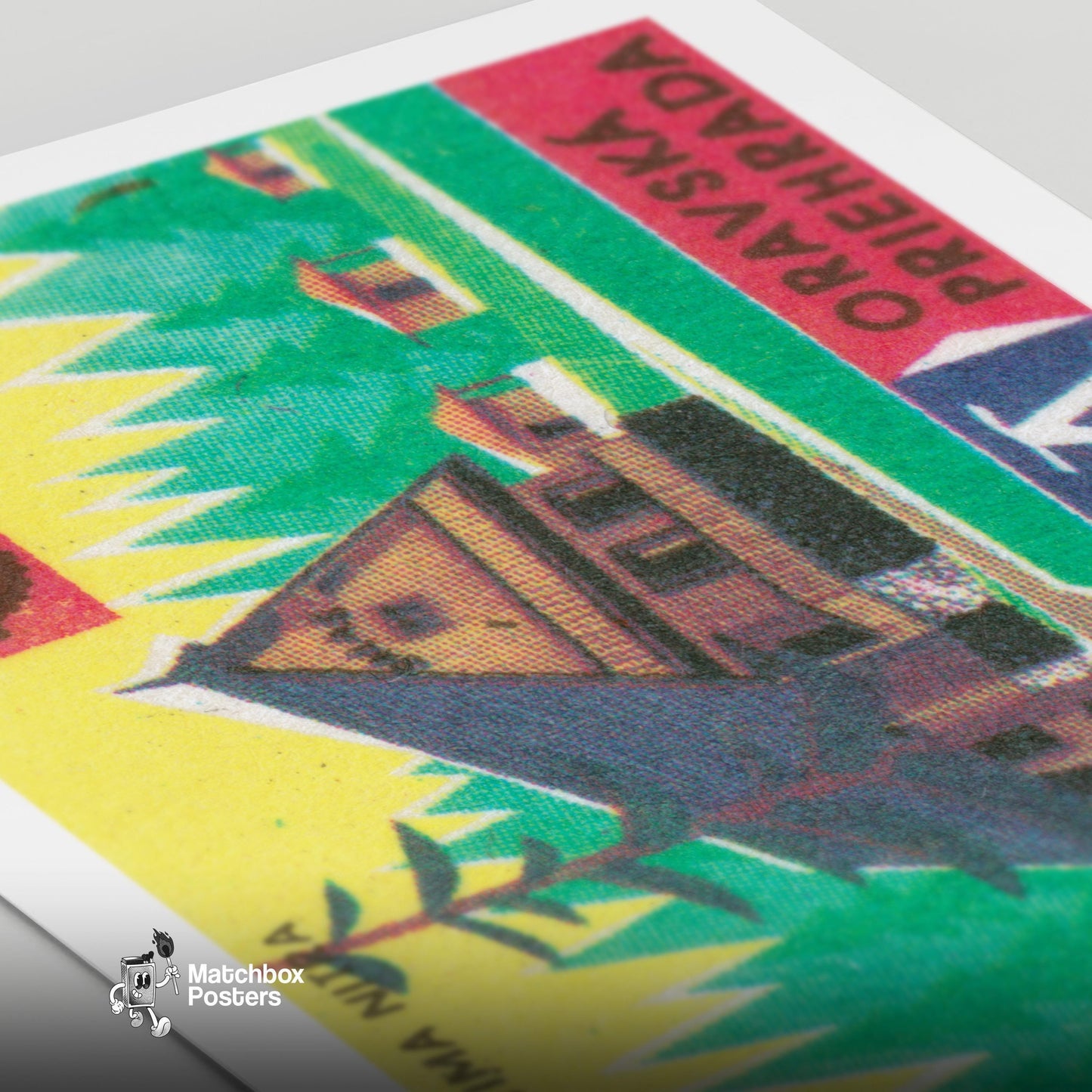 Forest Chalet - vintage matchbox label print - close-up detail