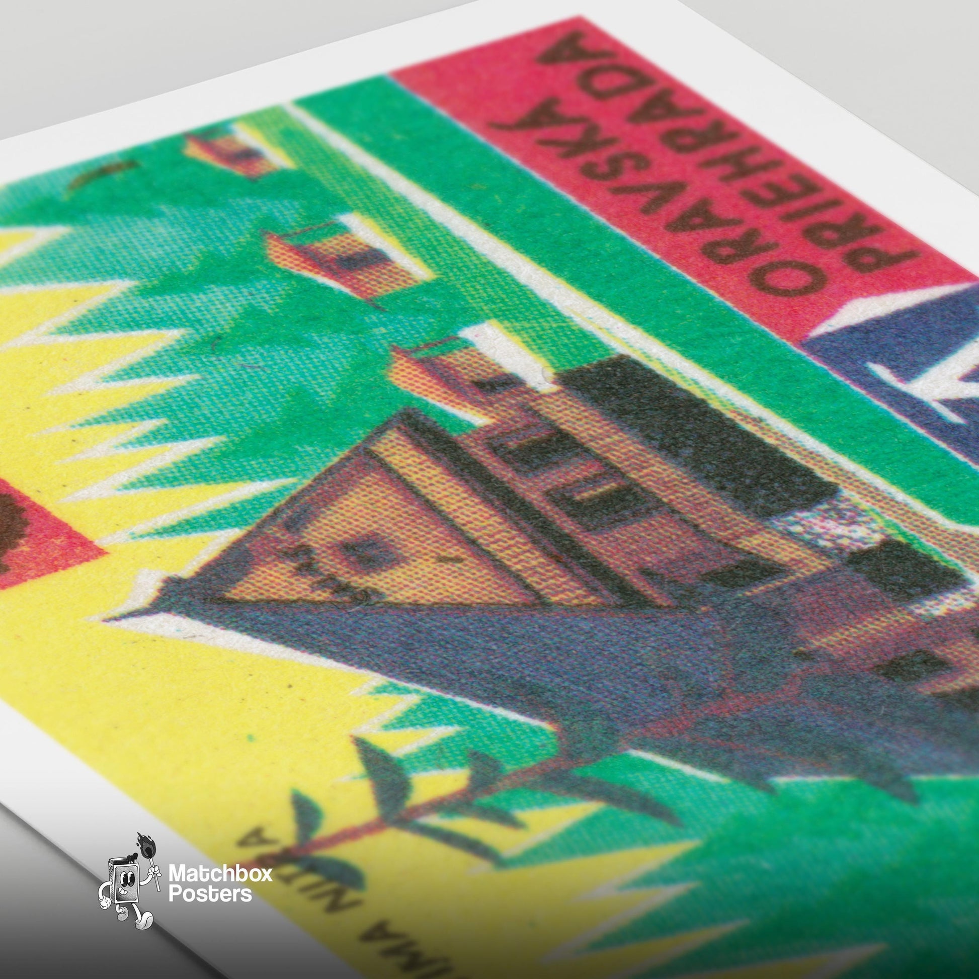 Forest Chalet - vintage matchbox label print - close-up detail